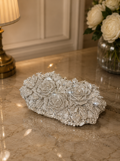 Bridal Crystal Clutch, Luxury Gold Evening Bag, Rhinestone Wedding Purse, Elegant Gold Handbag, Formal Party Clutch for Bride